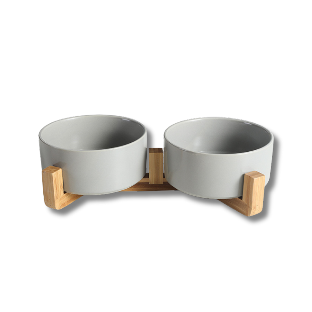 Comedero ceramico gris